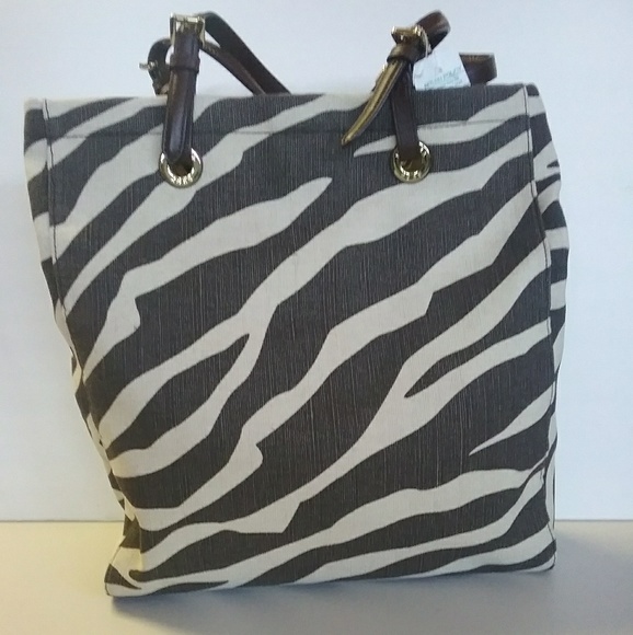 Michael Kors jet set zebra Brown Jacquard tote - Picture 2 of 4
